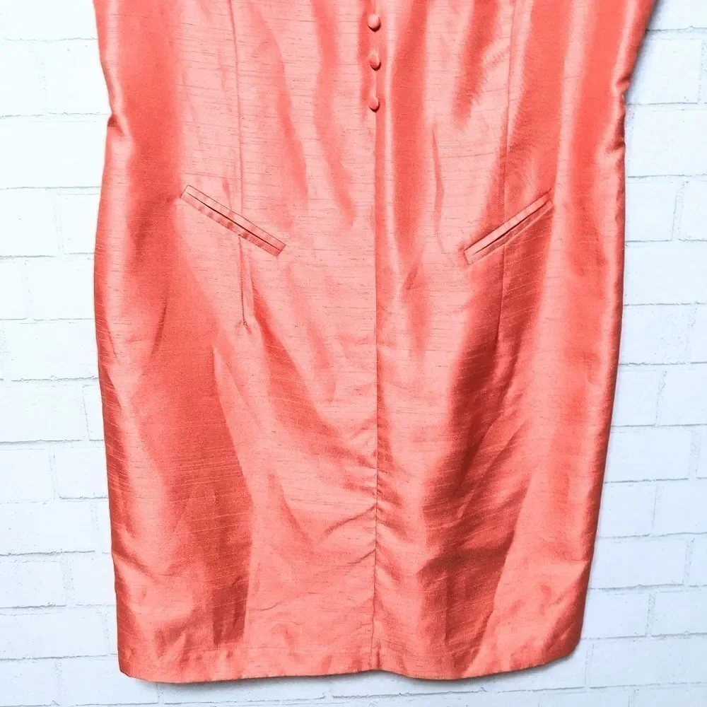 UJA UN JOUR AILLEURS Orange Coral Sheath Dress 16 - Picture 4 of 9